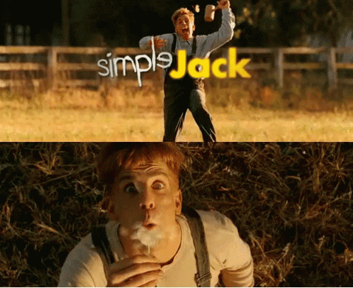 A Man Blowing A Dandelion In Front Of A Simple Jack Logo GIF