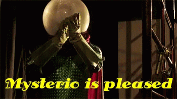 A Man Covering His Face With A Ball And The Words " Mysteric Is Pleased " Below Him GIF