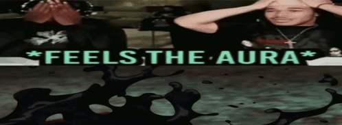 A Man Covering His Face With His Hands And The Words " Feels The Aura " On The Bottom GIF