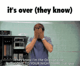 A Man Covering His Face With His Hands And The Words It 'S Over They Know GIF