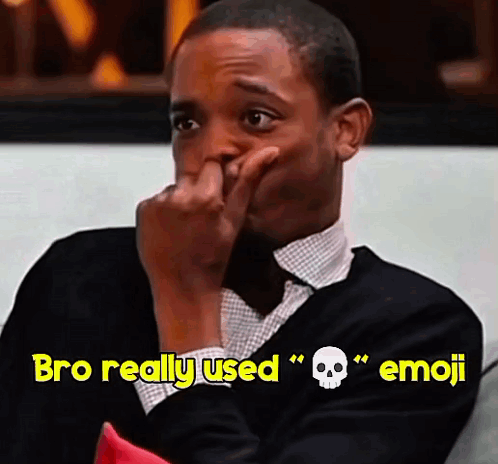 a man covering his nose with his hand and the words " bro really used " emoji