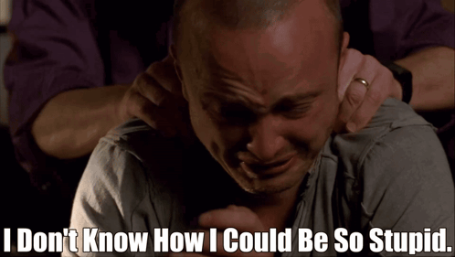 A Man Crying With The Words I Don 'T Know How I Could Be So Stupid GIF