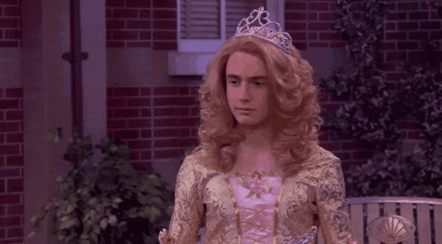 A Man Dressed As A Princess Says " I Don T Understand The Question " GIF