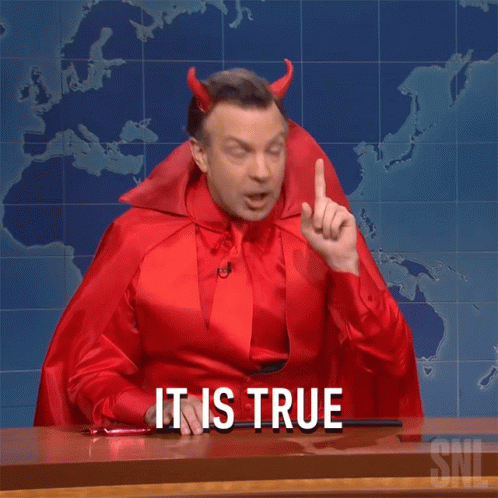 A Man Dressed In A Devil Costume Says It Is True GIF