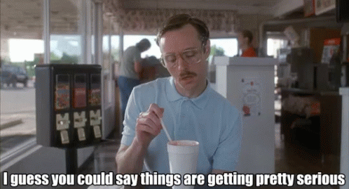 A Man Drinking A Milkshake In A Diner With A Caption That Says I Guess You Could Say GIF