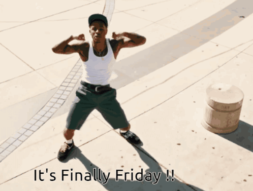 Man Flexing Muscles Saying Finally Friday GIF