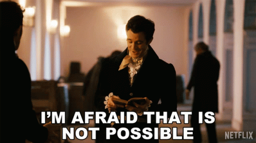 A Man Holding A Book With The Words " I 'M Afraid That Is Not Possible " Below Him GIF
