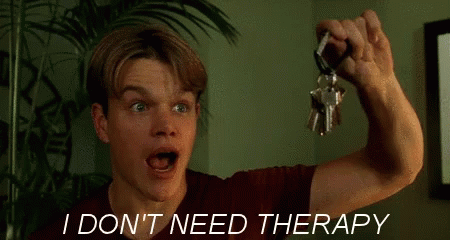 A Man Holding A Bunch Of Keys With The Words I Do N't Need Therapy Behind Him GIF