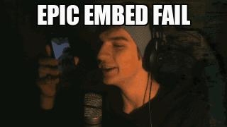 A Man Holding A Cell Phone With The Words Epic Embed Fail GIF