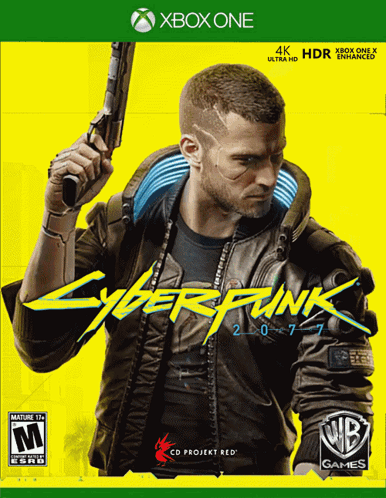 A Man Holding A Gun Is On The Cover Of A Video Game Called Cyberpunk 2077 GIF