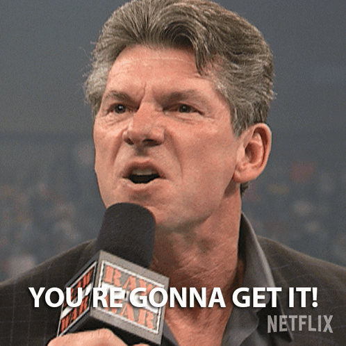 A Man Holding A Microphone That Says You 'Re Gonna Get It On It GIF