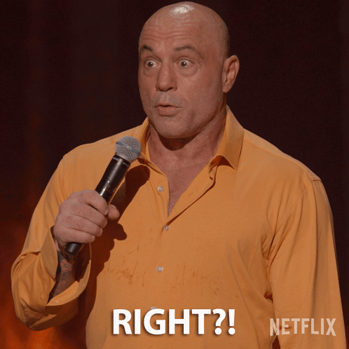 A Man Holding A Microphone With The Words Right Written On His Shirt GIF