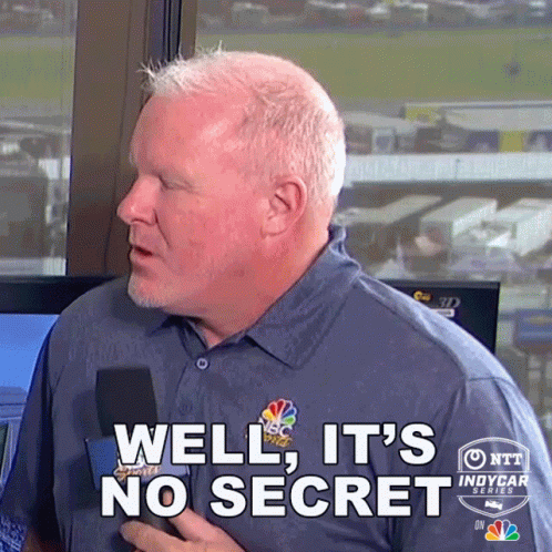 A Man Holding A Microphone With The Words Well It 'S No Secret On His Shirt GIF