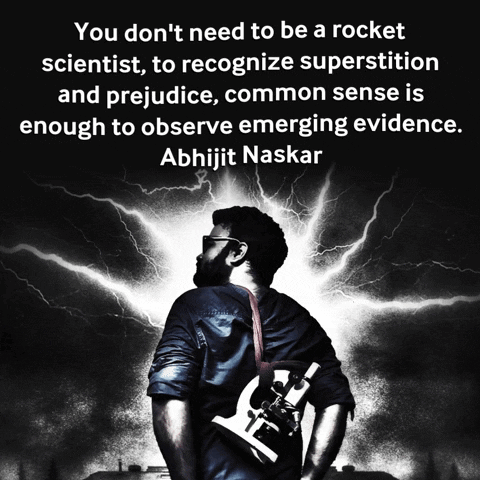 A Man Holding A Microscope With A Quote From Abhijit Naskar Behind Him GIF