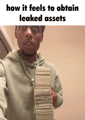 A Man Holding A Stack Of Money With A Caption That Reads How It Feels To Obtain Leaked Assets GIF