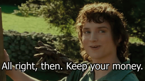 Man Holding Stick Says Keep Your Money GIF