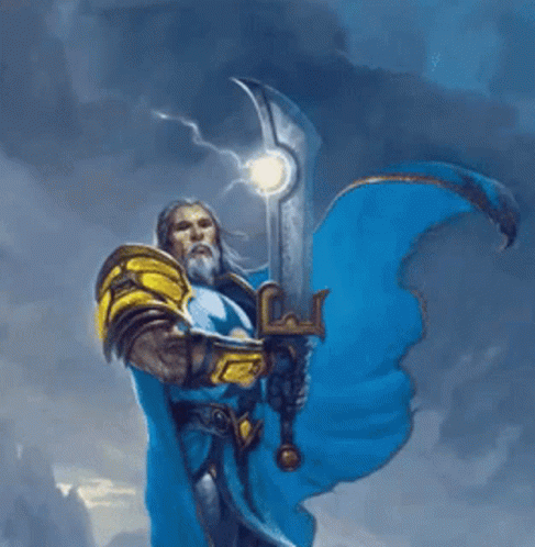 A Man Holding A Sword And A Speech Bubble That Says Well Met GIF