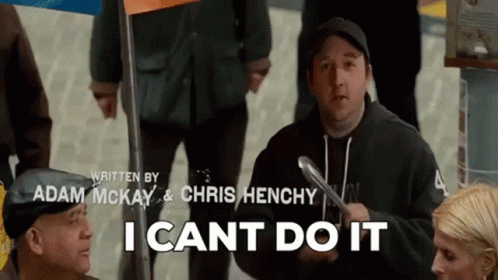 A Man Holding A Tong Says I Can 'T Do It GIF