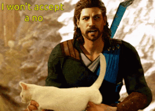 Man With White Cat I Wont Accept No GIF