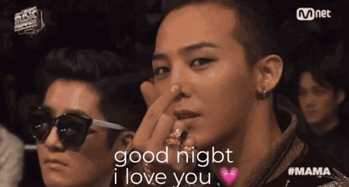 A Man Holding His Nose With The Words Good Night I Love You GIF