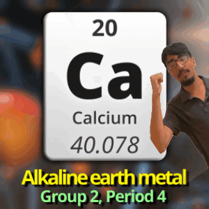 A Man Holds Up His Fist In Front Of A Periodic Table Of Calcium GIF
