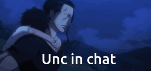 A Man Hugging Another Man With The Words " Unc In Chat " Above Him GIF