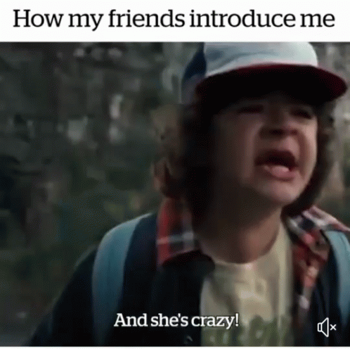 A Man In A Baseball Cap Is Crying And Says How My Friends Introduce Me And She 'S Crazy . GIF