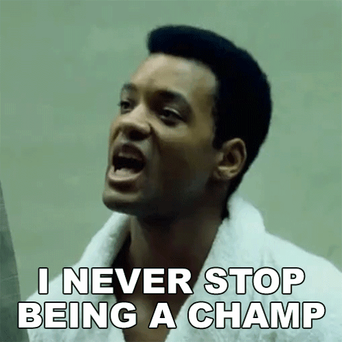 A Man In A Bathrobe Is Screaming And Saying I Never Stop Being A Champ GIF