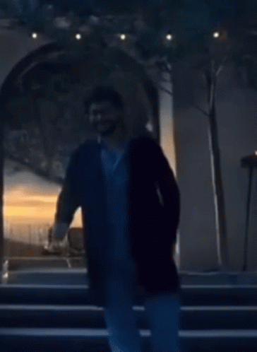 A Man In A Black Coat Stands In Front Of A Building GIF