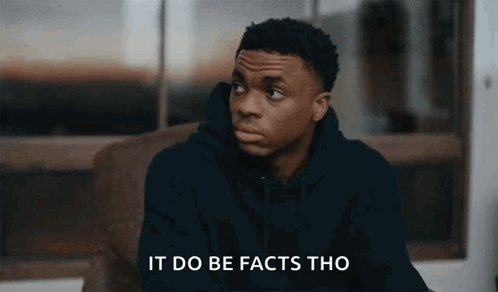 A Man In A Black Hoodie Is Sitting In A Chair And Says " It Do Be Facts Tho " GIF