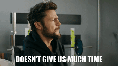 A Man In A Black Hoodie Says " Doesn T Give Us Much Time " GIF