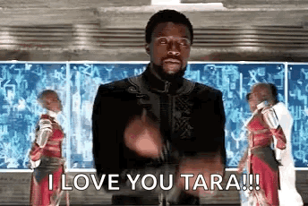 A Man In A Black Jacket Is Giving A Thumbs Up And Saying `` I Love You Tara ! '' GIF