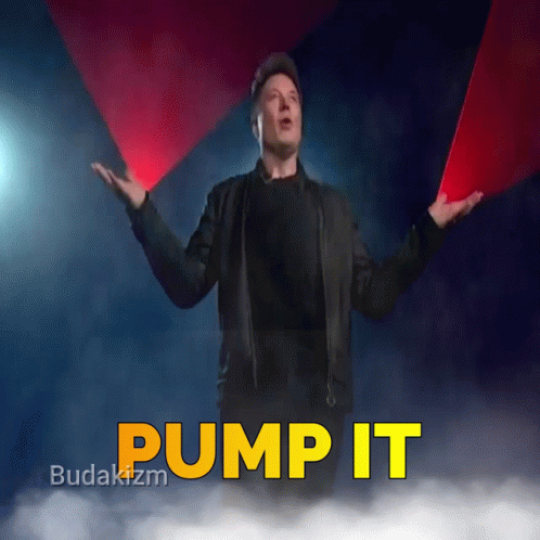 A Man In A Black Jacket Is Standing In Front Of A Sign That Says " Pump It " GIF