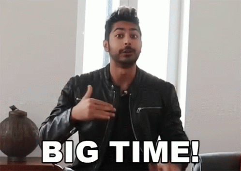 A Man In A Black Leather Jacket Says " Big Time " GIF