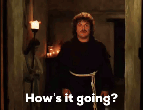 A Man In A Black Robe Is Standing In Front Of A Door And Asking How 'S It Going . GIF