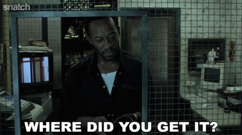 A Man In A Black Shirt Is Behind A Fence And Says Where Did You Get It GIF