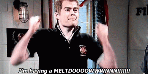 A Man In A Black Shirt Is Saying I 'M Having A Meltdooowwwnn !!! GIF