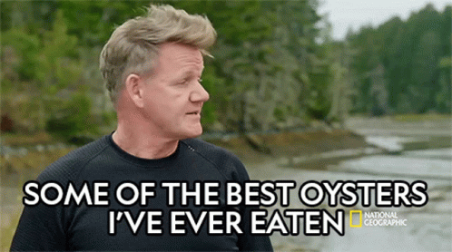 A Man In A Black Shirt Says Some Of The Best Oysters I Have Ever Eaten GIF