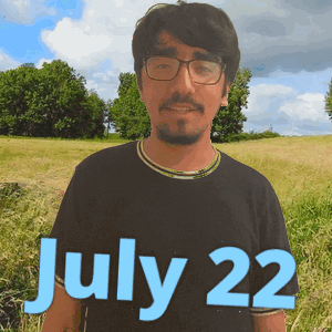 a man in a black shirt with the date july 22