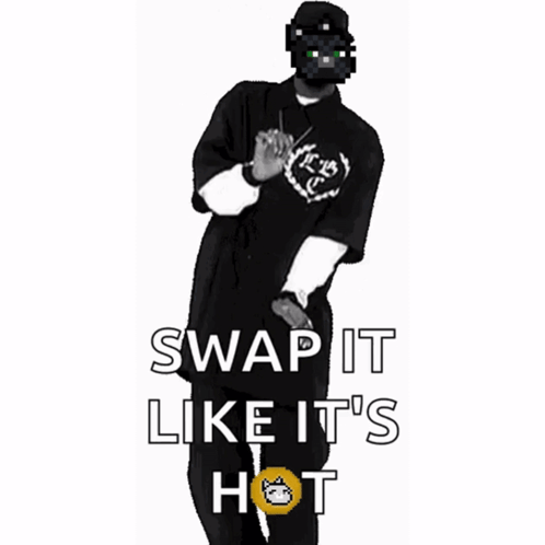 A Man In A Black Shirt With The Words Swap It Like It 'S Hot On It GIF