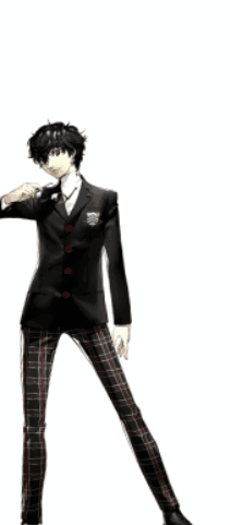 A Man In A Black Suit And Plaid Pants Is Standing GIF