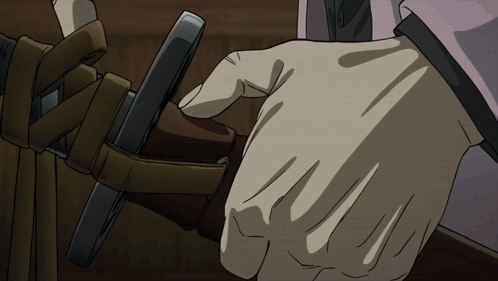 A Man In A Black Suit Is Looking Through Binoculars While Two Other Men Look On GIF