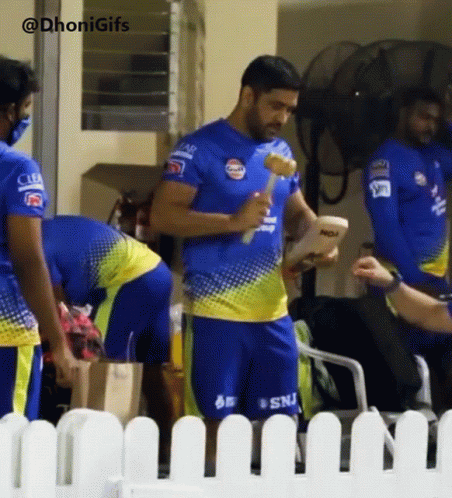 A Man In A Blue And Yellow Jersey With The Number 1 On The Front GIF