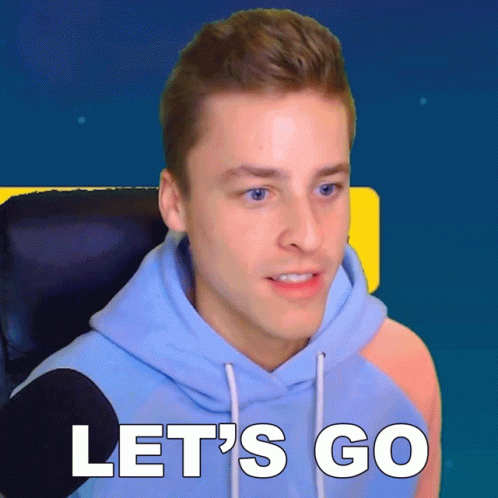 A Man In A Blue Hoodie Says " Let 'S Go " GIF