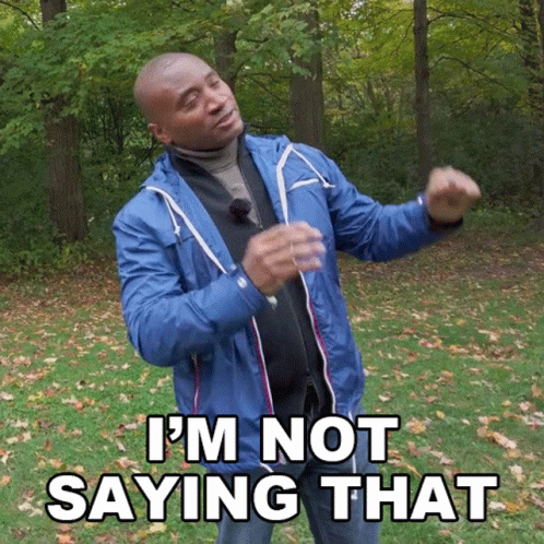 A Man In A Blue Jacket Is Dancing And Says I 'M Not Saying That GIF