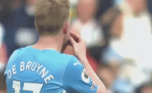 A Man In A Blue Jersey With The Name De Bruyne On It GIF
