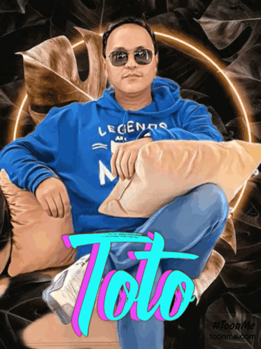 A Man In A Blue Legends Hoodie Is Sitting On A Couch GIF