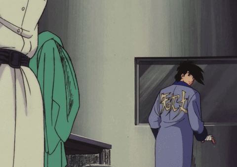 Man In Blue Robe With Chinese Symbol GIF