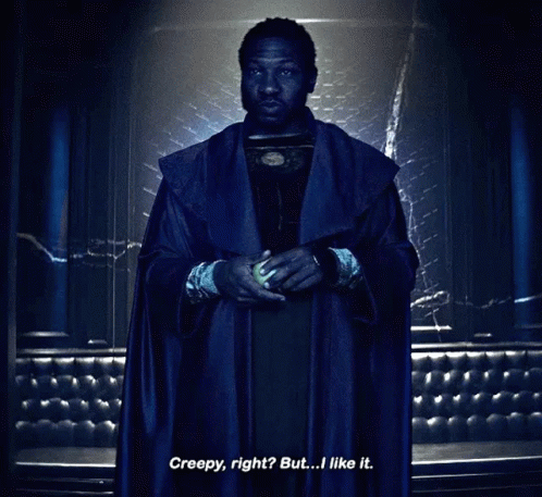 A Man In A Blue Robe Is Holding A Green Apple And Says Creepy Right But I Like It GIF