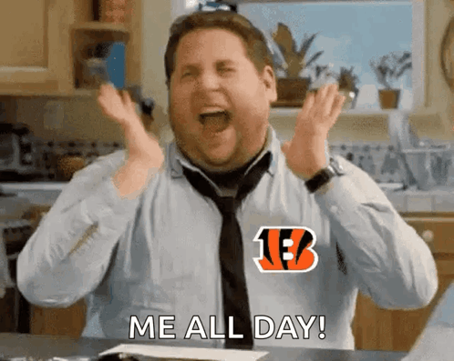 A Man In A Blue Shirt And Tie Is Screaming In A Kitchen And Says Me All Day . GIF